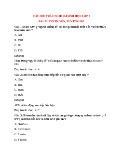 39 câu Trắc nghiệm Sinh học 8 Bài 56 có đáp án 2023: Tuyến yên, tuyến giáp