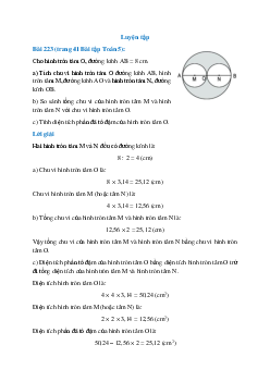 Cho hình tròn tâm O, đường kính AB = 8 cm