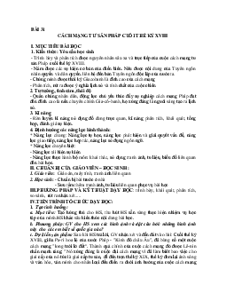 Giáo án Lịch sử 10 Bài 31 Cách mạng tư sản Pháp cuối thế kỉ XVIII mới nhất
