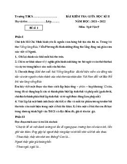 Bộ 10 Đề thi Giữa kì 2 Ngữ văn lớp 9 có đáp án năm 2023