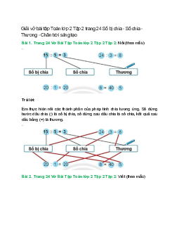 Vở bài tập Toán lớp 2 Tập 2 trang 24: Số bị chia - Số chia - Thương | Chân trời sáng tạo