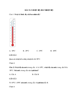 20 câu Trắc nghiệm Nhiệt độ. Đơn vị đo nhiệt độ (Kết nối tri thức) có đáp án 2024 – Toán lớp 3