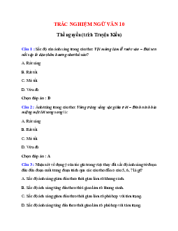 Trắc nghiệm Thề nguyền (trích Truyện Kiều) có đáp án – Ngữ văn lớp 10