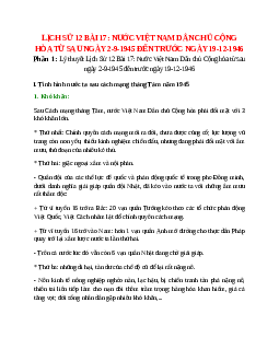 Lý thuyết Lịch Sử 12 Bài 17 (mới 2023 + 87 câu trắc nghiệm): Nước Việt Nam Dân chủ Cộng hòa từ sau ngày 2-9-1945 đến trước ngày 19-12-1946