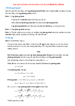 Bài toán Giải bài toán bằng cách lập phương trình