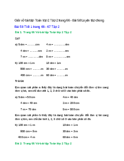 Vở bài tập Toán lớp 2 Tập 2 trang 66, 67, 68, 69 Bài 58: Luyên tập chung | Kết nối tri thức