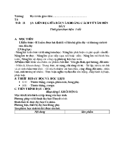 Giáo án Liên hệ giữa dây và khoảng cách từ tâm đến dây (2023) mới nhất - Toán 9