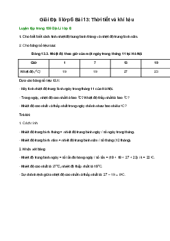 Cho biết biết cách tính nhiệt độ trung bình tháng và nhiệt độ trung bình năm