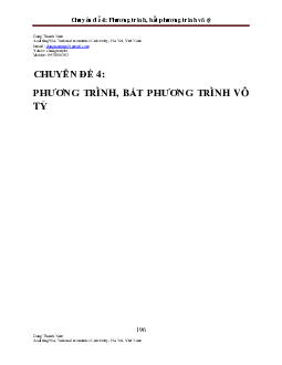 Chuyên đề phương trình Vô tỉ