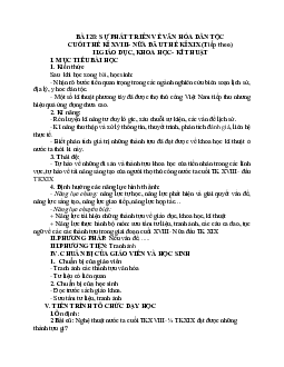 Giáo án Lịch sử 7 Bài 28 Sự phát triển của văn hóa dân tộc cuối TK XVIII- nửa đầu TK XIX  tiết 2 mới nhất