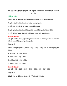 16 câu Trắc nghiệm Quy tắc dấu ngoặc (Kết nối tri thức) có đáp án 2024 – Toán 6