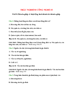Trắc nghiệm Công nghệ 10 Bài 50 có đáp án: Doanh nghiệp và hoạt động kinh doanh của doanh nghiệp