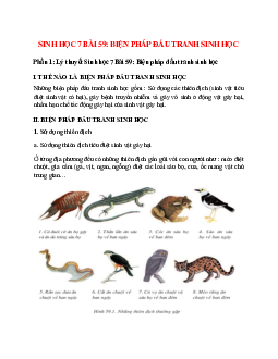 Sinh học 7 Bài 59 (Lý thuyết và trắc nghiệm): Biện pháp đấu tranh sinh học