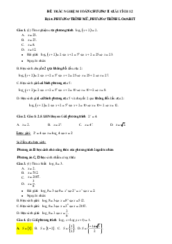 43 câu Trắc nghiệm Phương trình mũ và logarit có đáp án 2023 – Toán 12