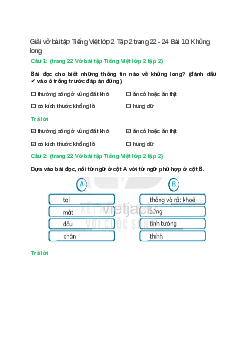 Vở bài tập Tiếng Việt lớp 2 Tập 2 trang 22, 23, 24 Bài 10: Khủng long – Kết nối tri thức