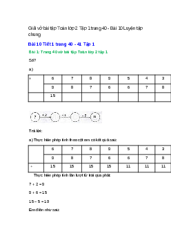 Vở bài tập Toán lớp 2 Tập 1 trang 40, 41, 42 Bài 10: Luyện tập chung | Kết nối tri thức