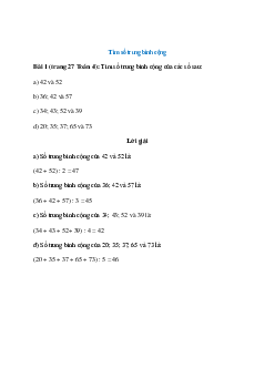Tìm số trung bình cộng của các số sau: 42 và 52