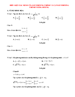 Bài tập điều kiện xác định của bất phương trình và cặp bất phương trình tương đương Toán 10