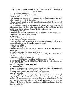 Giáo án Lịch sử 10 Bài 28 Truyền thống yêu nước của dân tộc Việt Nam thời phong kiến mới nhất