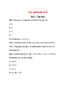 Trắc nghiệm Tập hợp có đáp án – Toán lớp 10
