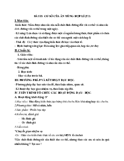 GIÁO ÁN CÔNG NGHỆ 6 BÀI 15: CƠ SỞ CỦA ĂN UỐNG HỢP LÍ (T3) MỚI NHẤT
