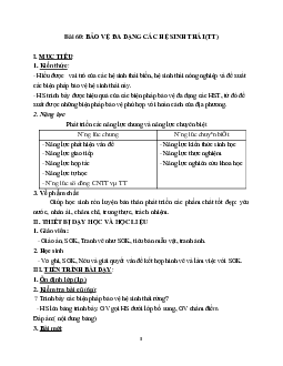 Giáo án Sinh học 9 Bài 60: Bảo vệ đa dạng các hệ sinh thái (tiếp theo) mới nhất - CV5555