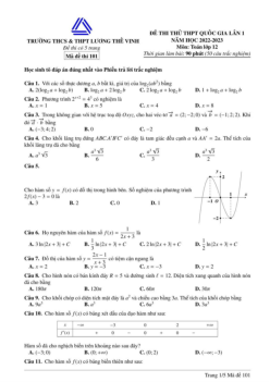 Đề thi thử Toán trường Lương Thế Vinh (Hà Nội) năm 2023