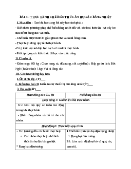 Giáo án Công Nghệ 7 Bài 41: Thực hành chế biến thức ăn họ đậu bằng nhiệt mới nhất.