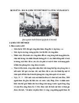 Lý thuyết Lịch sử 10: Bài 38: Quốc tế thứ nhất và công xã Pa-ri 1871 mới nhất