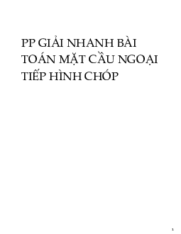 Phương pháp giải nhanh bài toán mặt cầu ngoại tiếp hình chóp