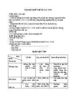 Giáo án Lịch sử 4 bài 23: Thành thị ở thế kỉ  XVI-XVII