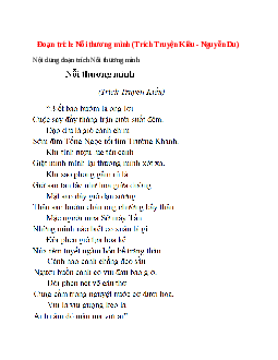 Nỗi thương mình (Trích Truyện Kiều - Nguyễn Du) - nội dung, dàn ý phân tích, bố cục, tóm tắt