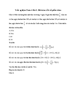 10 câu Trắc nghiệm Bài toán về tỉ số phần trăm (Chân trời sáng tạo) có đáp án 2024 – Toán 6