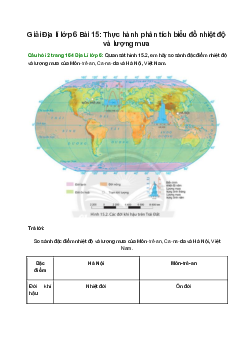 Quan sát hình 15.2, em hãy so sánh đặc điểm nhiệt độ và lượng mưa của Môn-trê-an