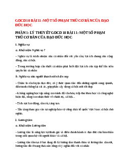 GDCD 10 Bài 11 (Lý thuyết và trắc nghiệm): Một số phạm trù cơ bản của đạo đức học