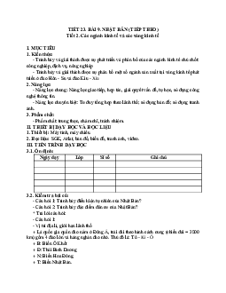 Giáo án Địa lí 11 Bài 9 Nhật Bản tiết 2 mới nhất