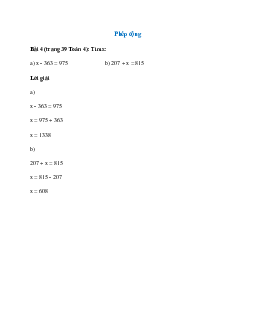 Tìm x: x - 363 = 975; 207 + x = 815