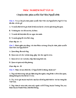 Trắc nghiệm Chuyện chức phán sự đền Tản Viên (Nguyễn Dữ) có đáp án – Ngữ văn lớp 10
