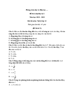 [Năm 2022] Bộ 10 Đề thi Giữa kì 1 Vật Lí lớp 12 có đáp án