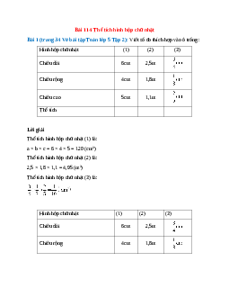 Viết số đo thích hợp vào ô trống Bài 1 trang 34 Vở bài tập Toán lớp 5