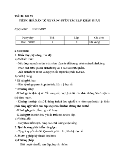 Giáo án Sinh học 8 Bài 35: Tiêu chuẩn ăn uống. Nguyên tắc lập khẩu phần mới nhất - CV5512