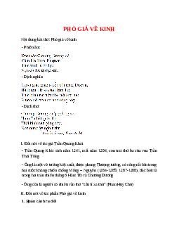Phò giá về kinh – nội dung, dàn ý phân tích, bố cục, tóm tắt