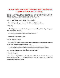 Lịch Sử 7 Bài 1 (Lý thuyết và trắc nghiệm): Sự hình thành và phát triển của xã hội phong kiến ở châu Âu
