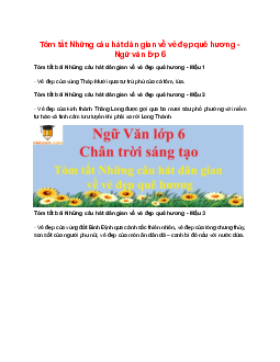 TOP 6 mẫu Tóm tắt Những câu hát dân gian về vẻ đẹp quê hương 2025 hay, ngắn gọn