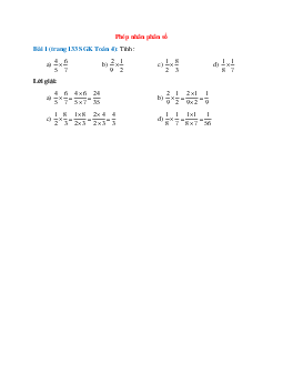 Tính: 4/5x6/7; 2/9x1/2