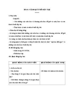 Giáo án khoa học 5 bài 8: Vệ sinh ở tuổi dậy thì mới nhất