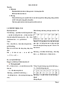 Lý thuyết Toán 7 có đáp án: Hàm số