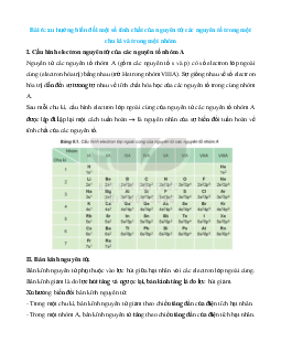 Lý thuyết Xu hướng biến đổi một số tính chất của nguyên tử các nguyên tố trong một nhóm (Kết nối tri thức 2024) hay, chi tiết | Hóa học 10