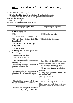 Giáo án Toán lớp 3 Tuần 17 mới nhất.