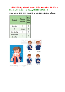 Quan sát hình 24.3, 24.4, 24.5, 24.6 và hoàn thiện bảng theo mẫu sau